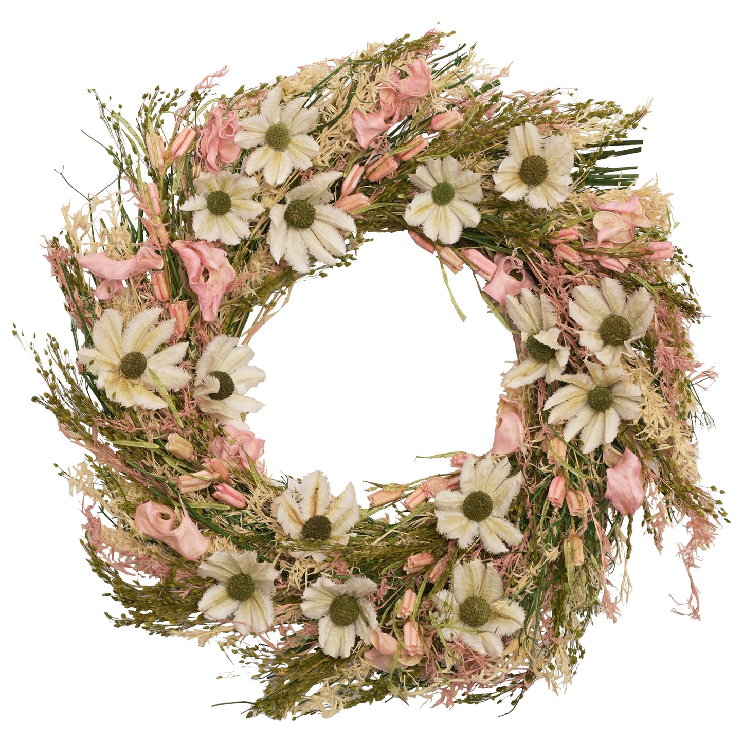 Hestia Pink Dried Floral Wreath (25cm)