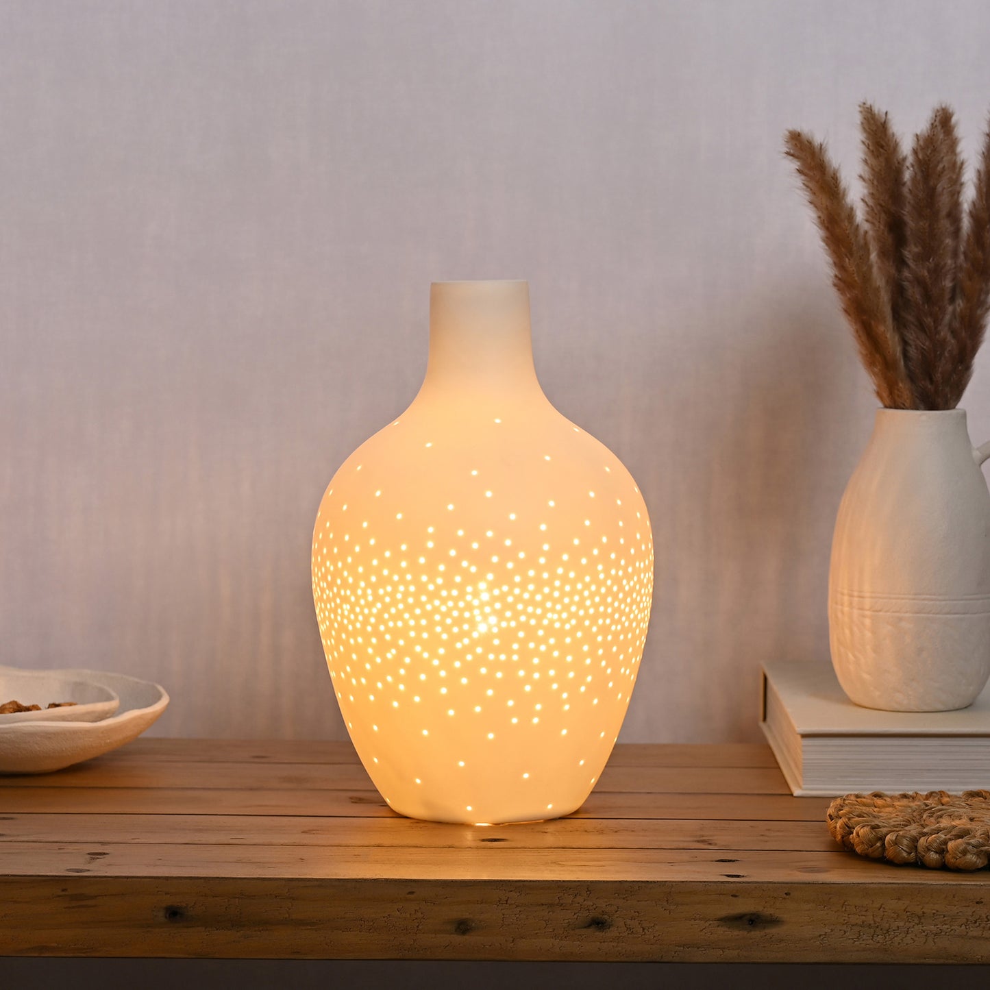 Hestia White Tall Ceramic Table Lamp