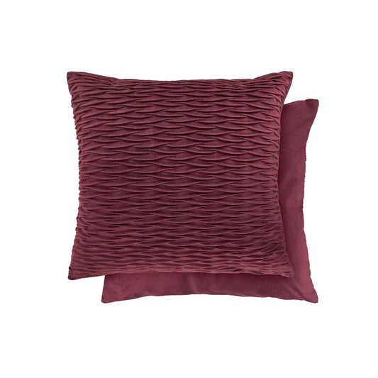 Henley Bordeaux Red Pleated Velvet Cushion Covers (Pair)