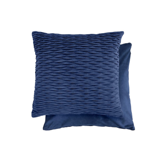 Henley Navy Blue Pleated Velvet Cushion Covers (Pair)