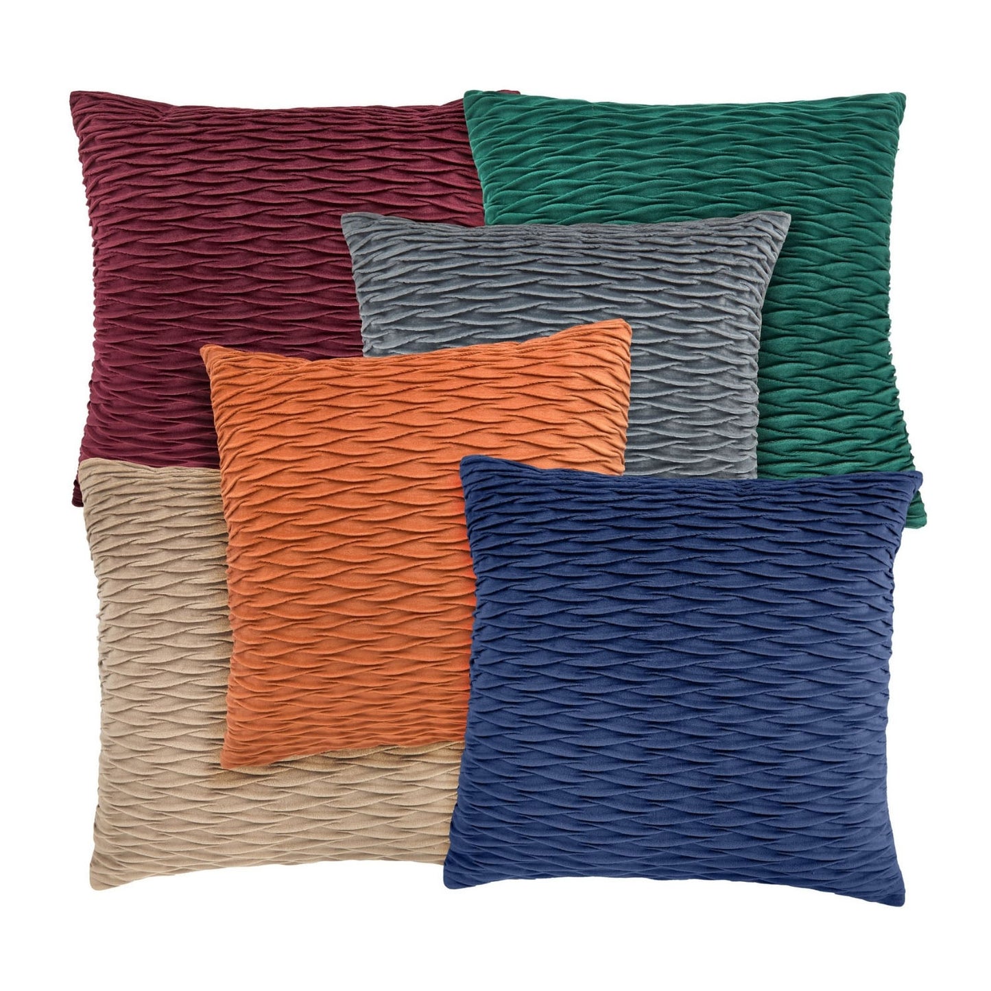 Henley Burnt Orange Pleated Velvet Cushion Covers (Pair)