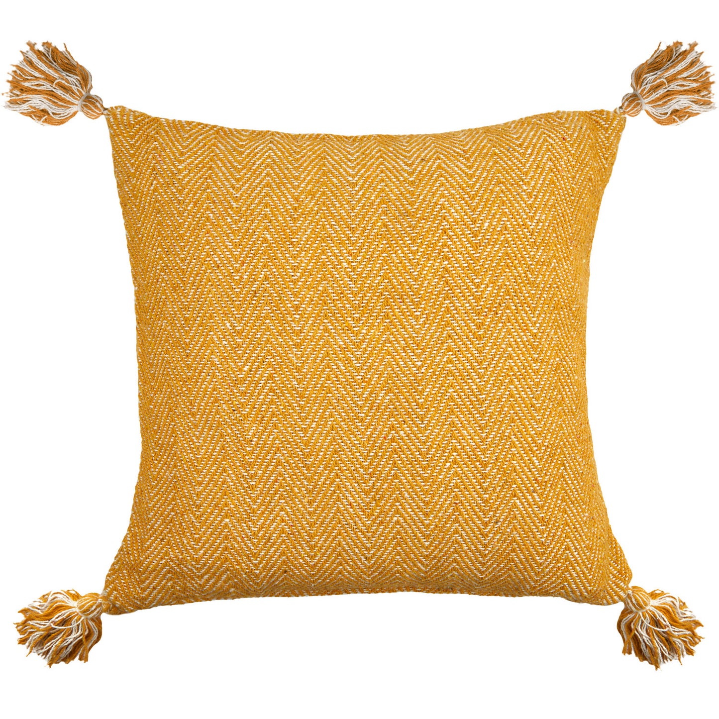 Herringbone Ochre Recycled Cotton Cushion Cover (Pair)