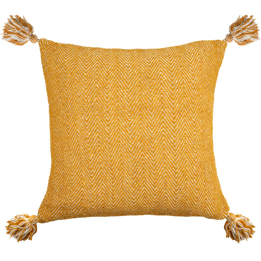 Herringbone Ochre Recycled Cotton Cushion Cover (Pair)