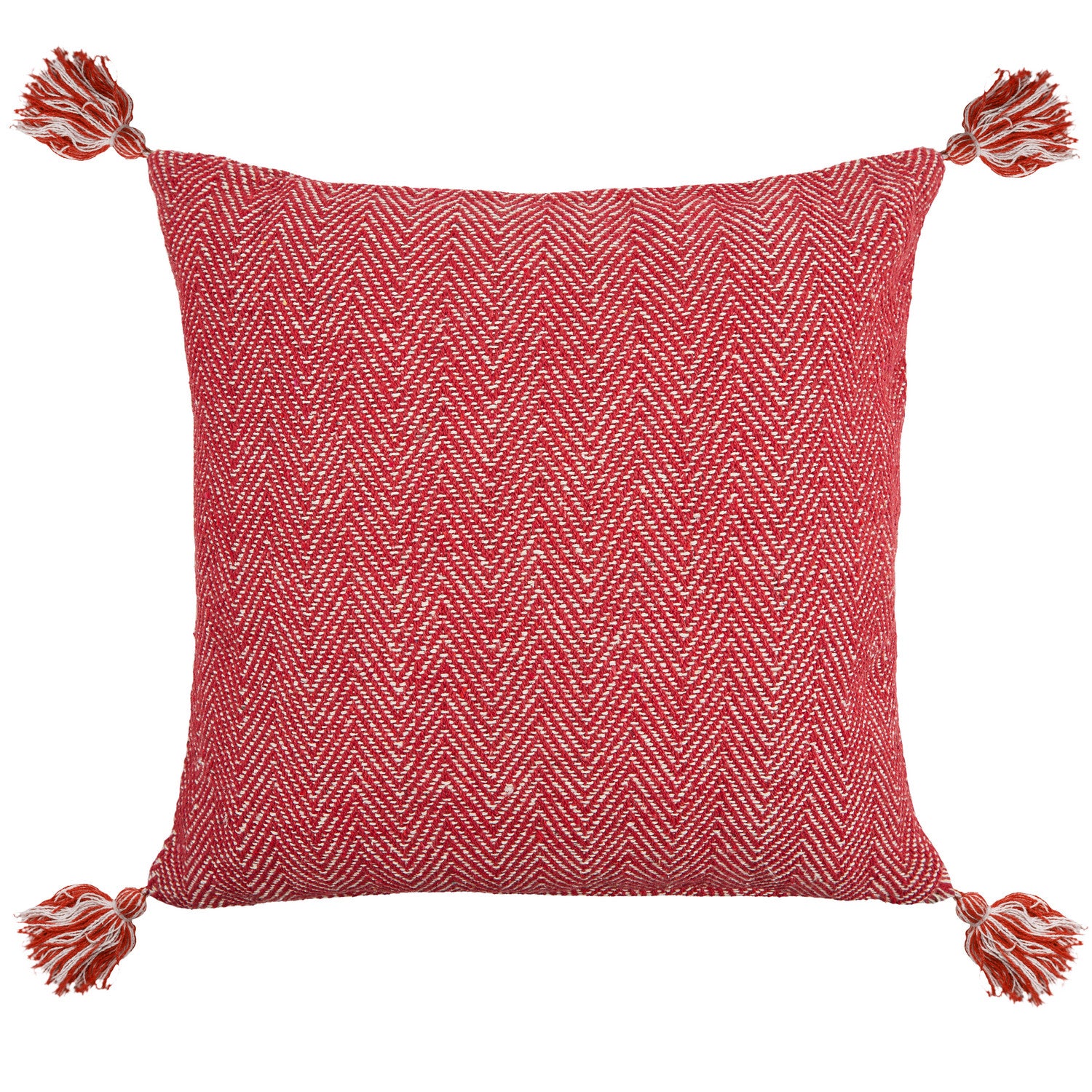 Herringbone Red Recycled Cotton Cushion Cover (Pair) Julian Charles Home