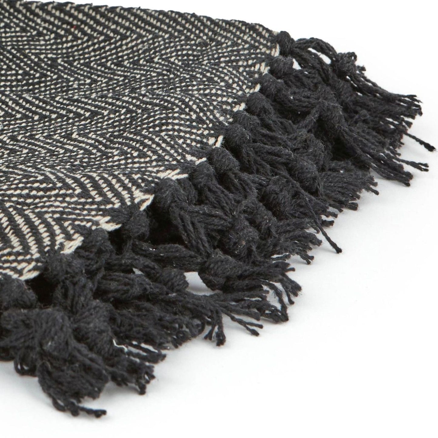 Herringbone Black Recycled Cotton Throw