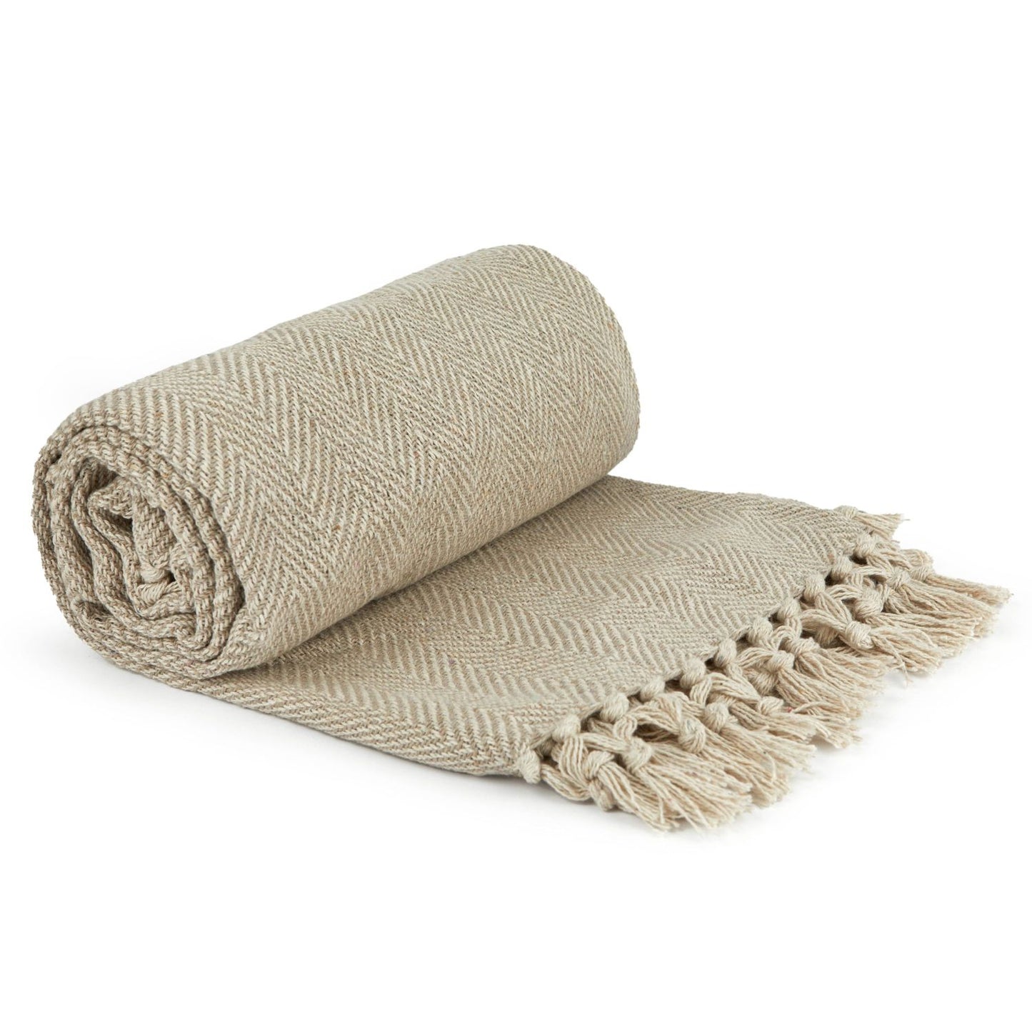 Herringbone Natural Recycled Cotton Throw