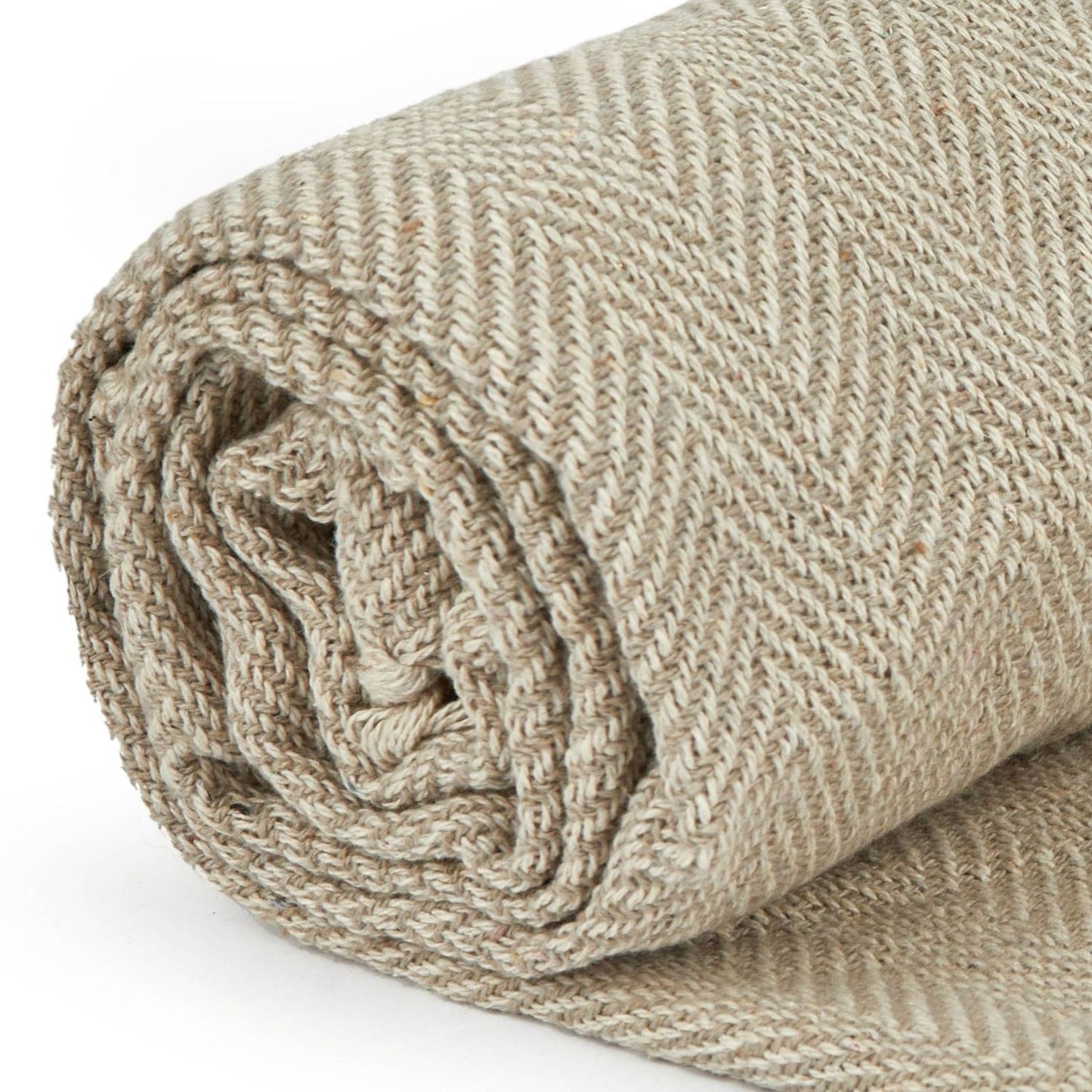 Herringbone Natural Recycled Cotton Throw