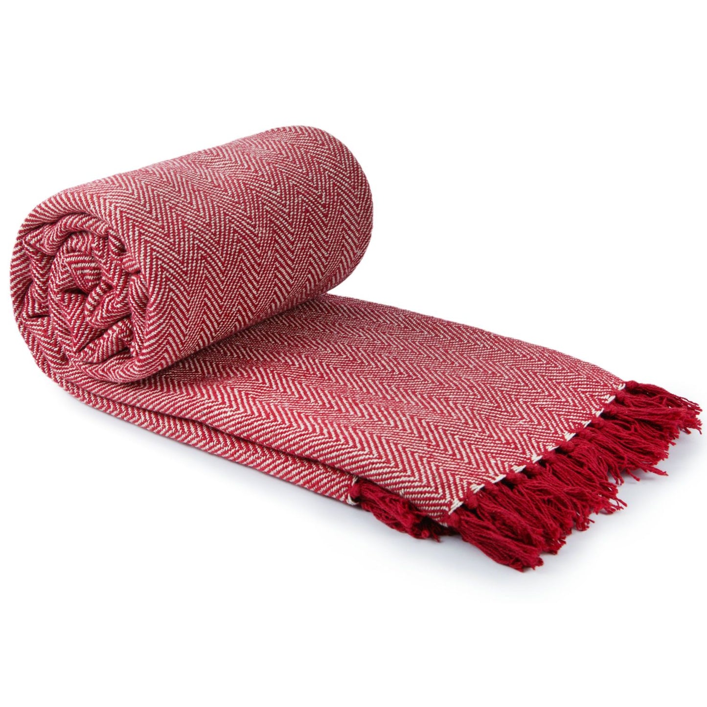 Herringbone Red Recycled Cotton Throw