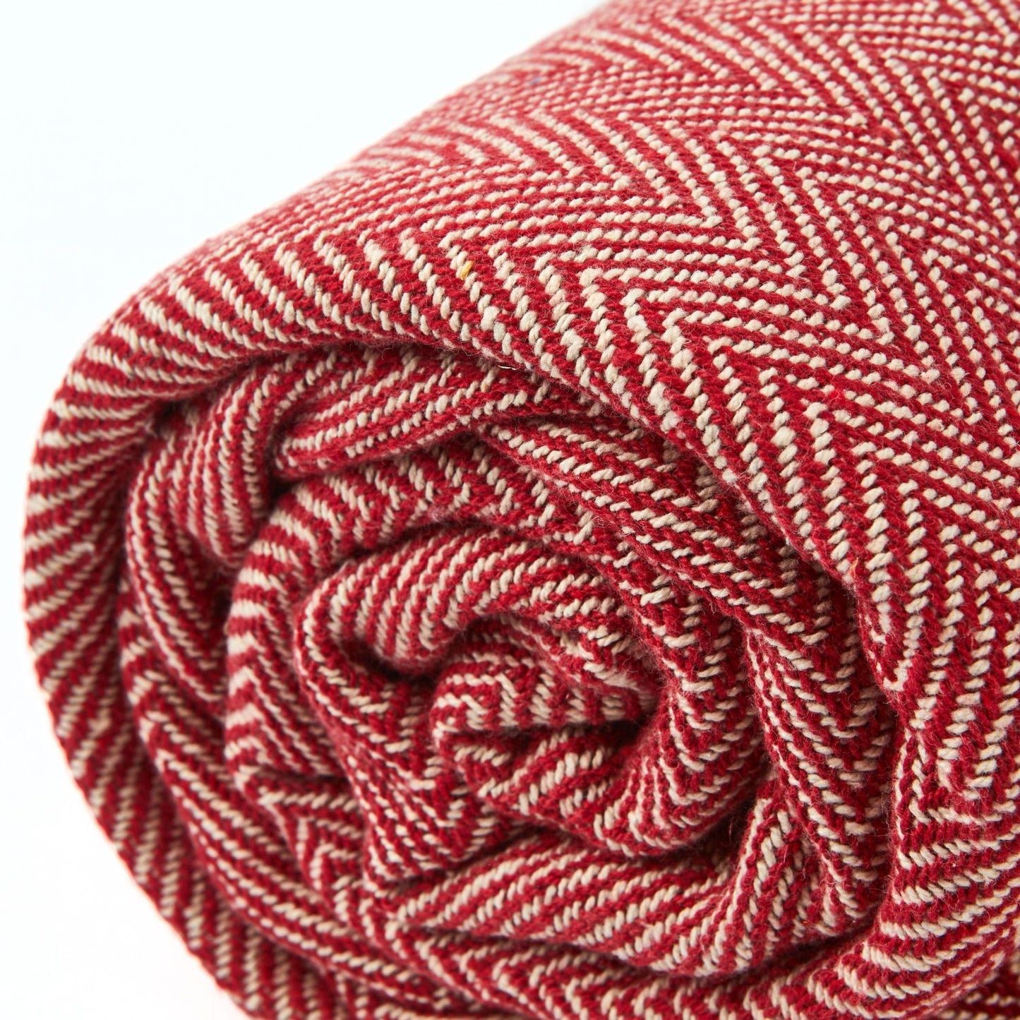 Herringbone Red Recycled Cotton Throw