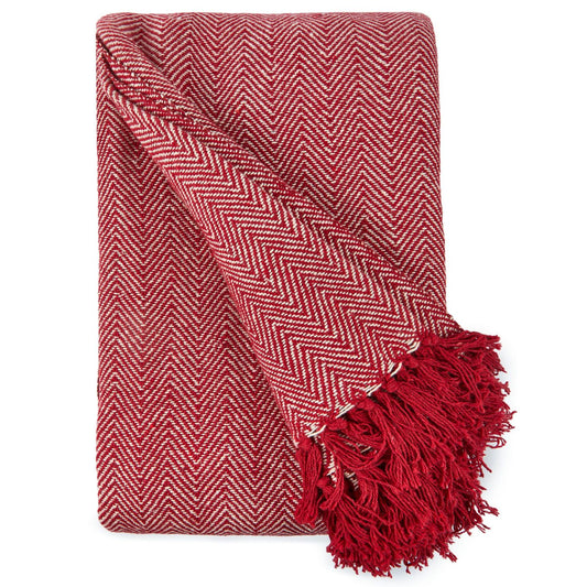 Herringbone Red Recycled Cotton Throw