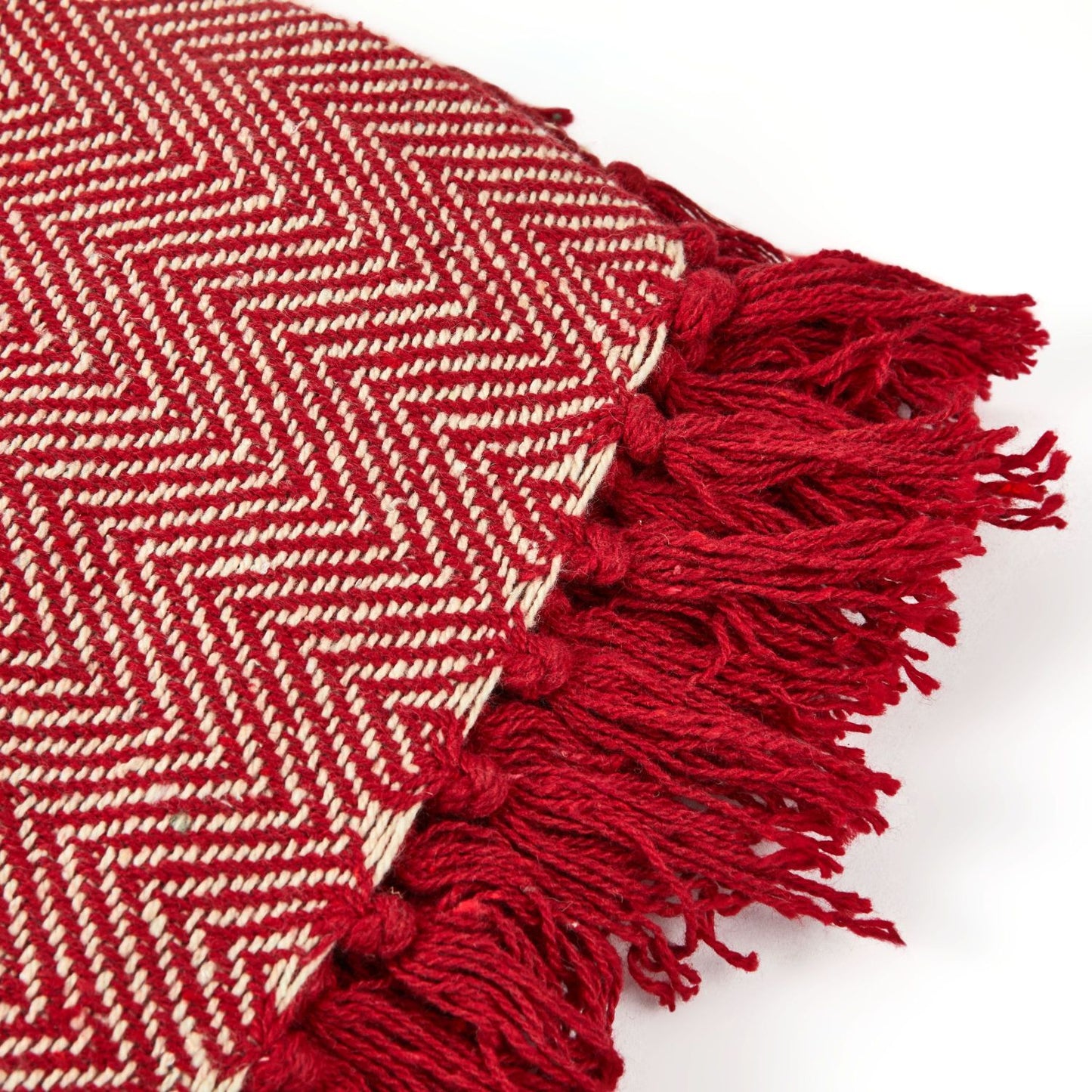 Herringbone Red Recycled Cotton Throw