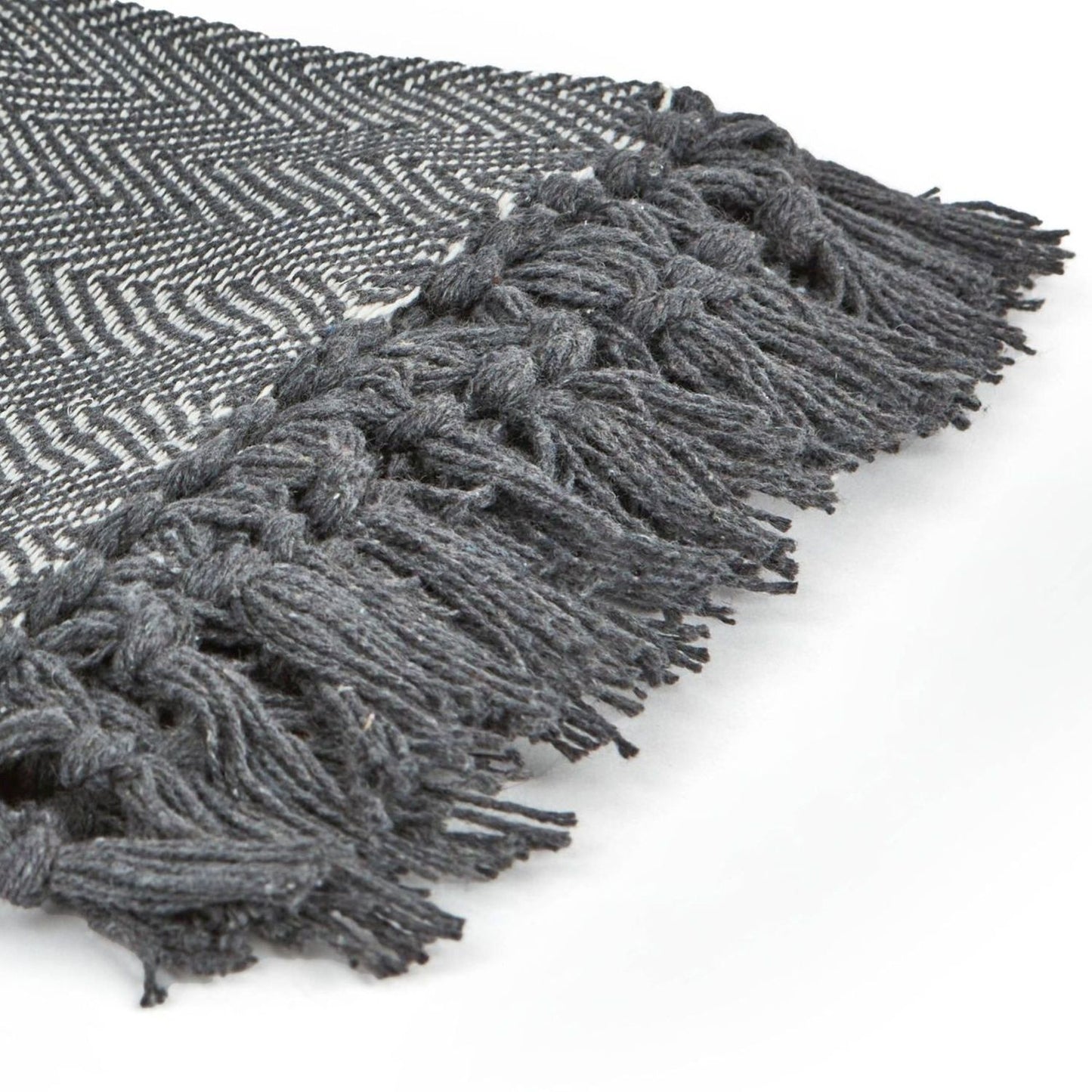 Herringbone Silver Grey Recycled Cotton Throw