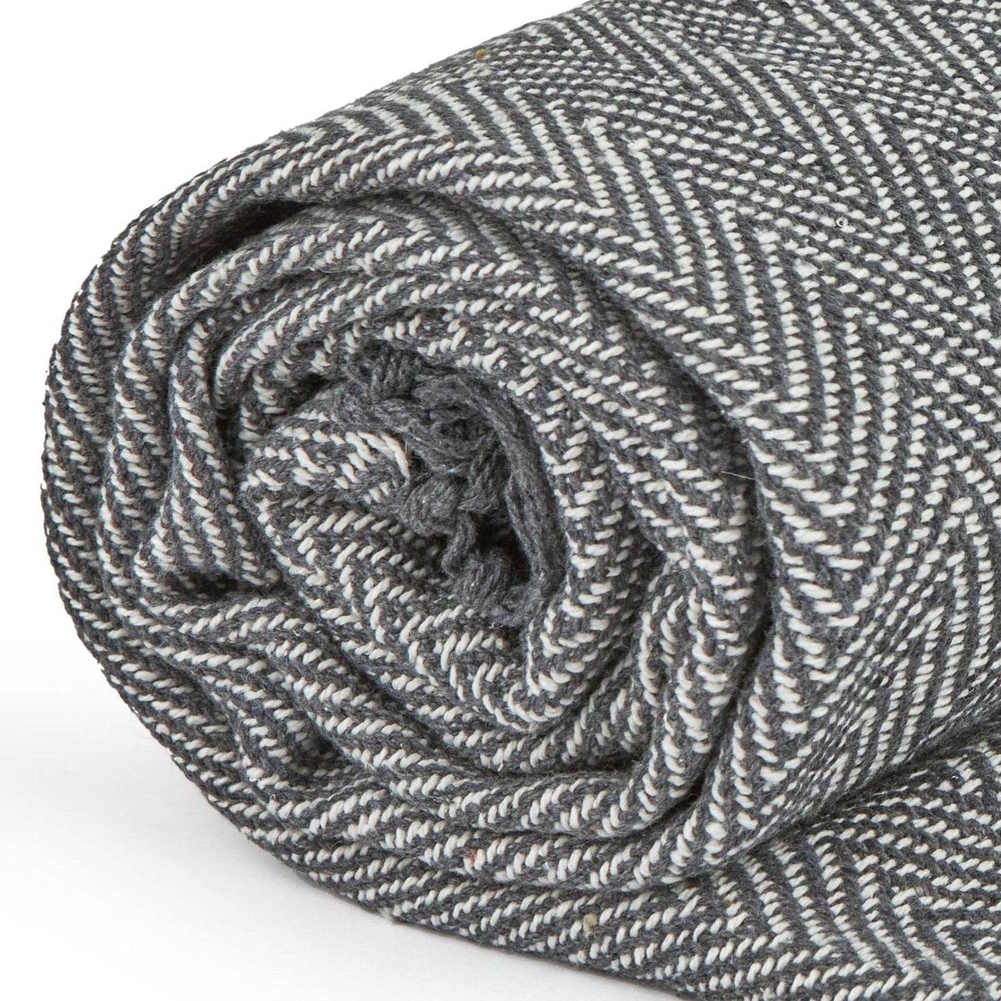 Herringbone Silver Grey Recycled Cotton Throw