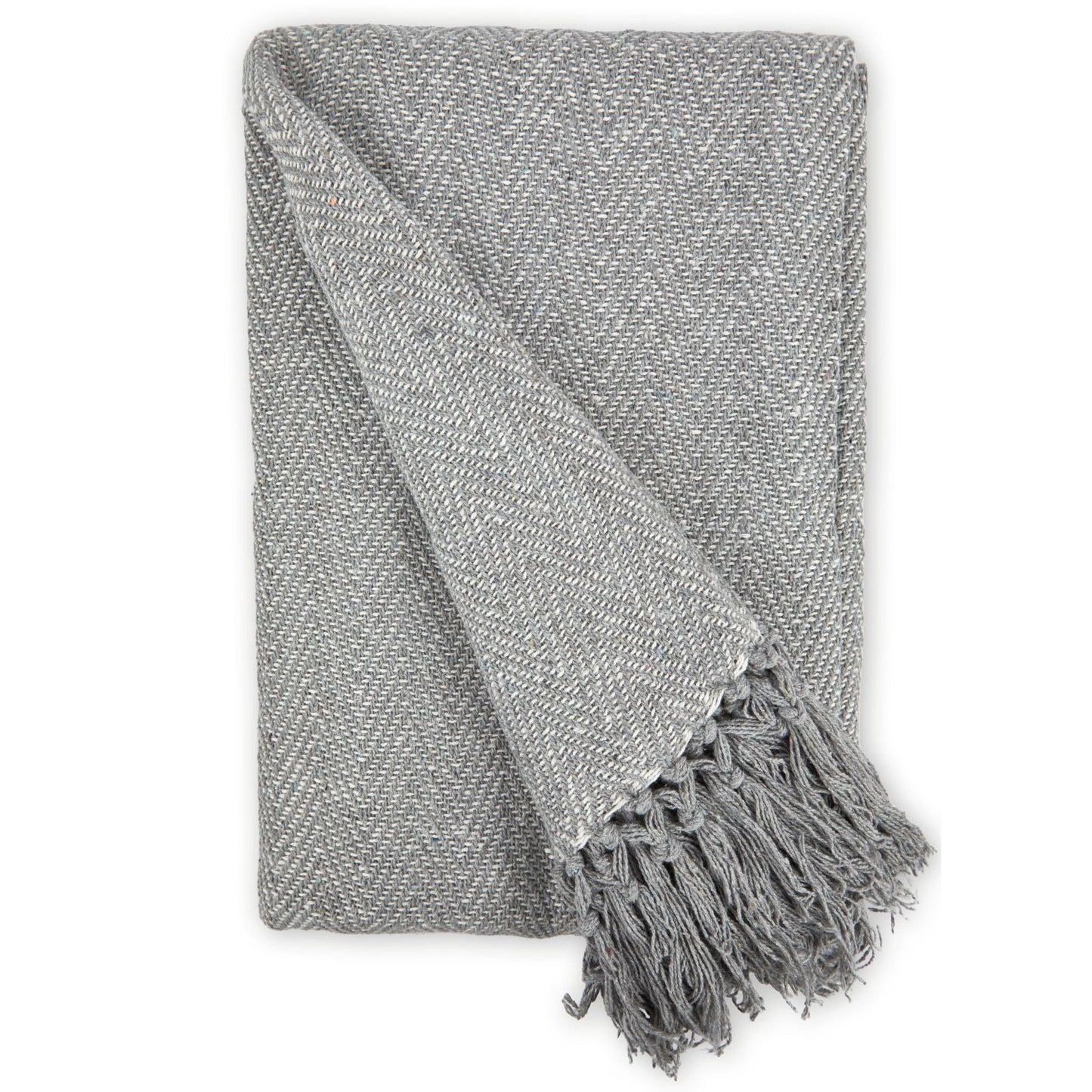 Herringbone Silver Grey Recycled Cotton Throw