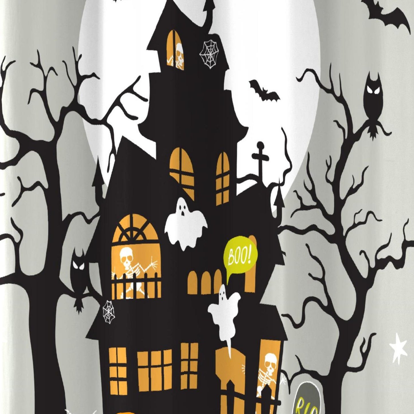 Haunted House Glow in the Dark Eyelet Single Panel Door Curtain