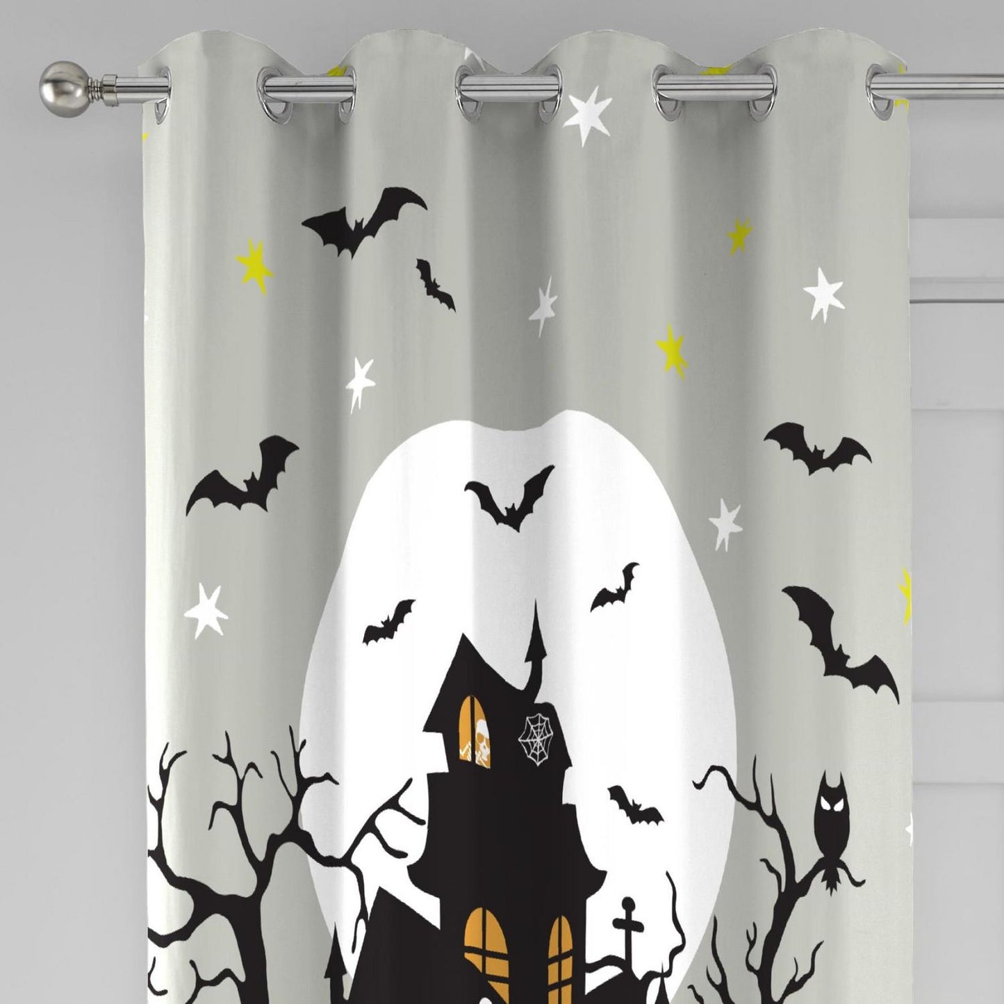 Haunted House Glow in the Dark Eyelet Single Panel Door Curtain