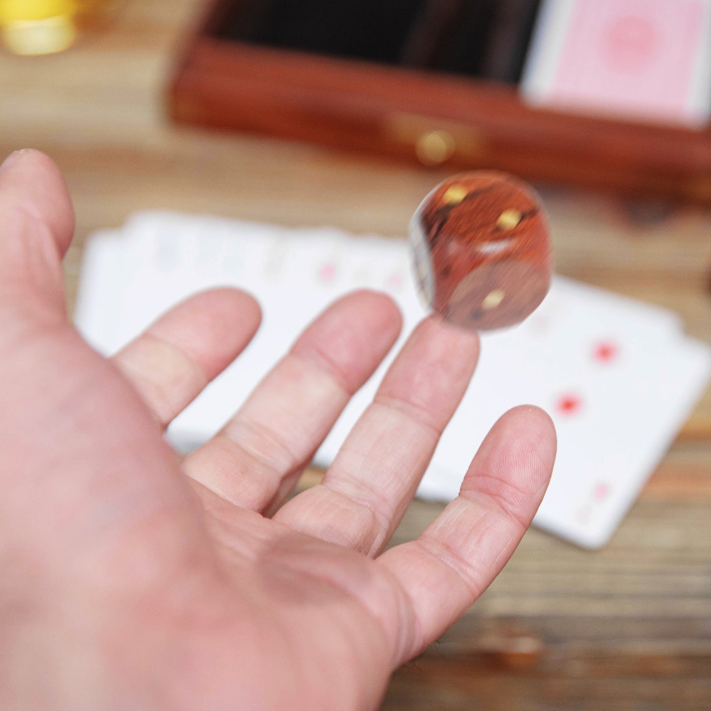 Wooden Cards and Dice Games Set