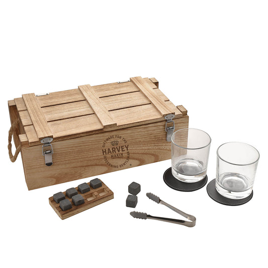 Whiskey Gift Set With Glasses, Coasters and Tongs