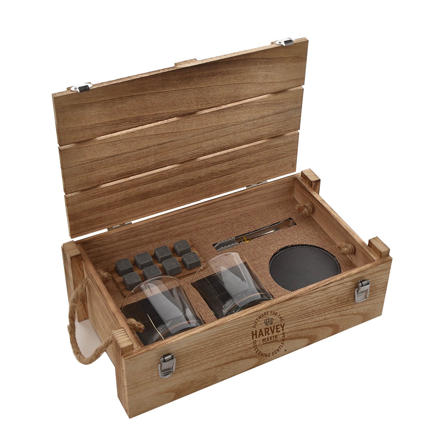 Whiskey Gift Set With Glasses, Coasters and Tongs