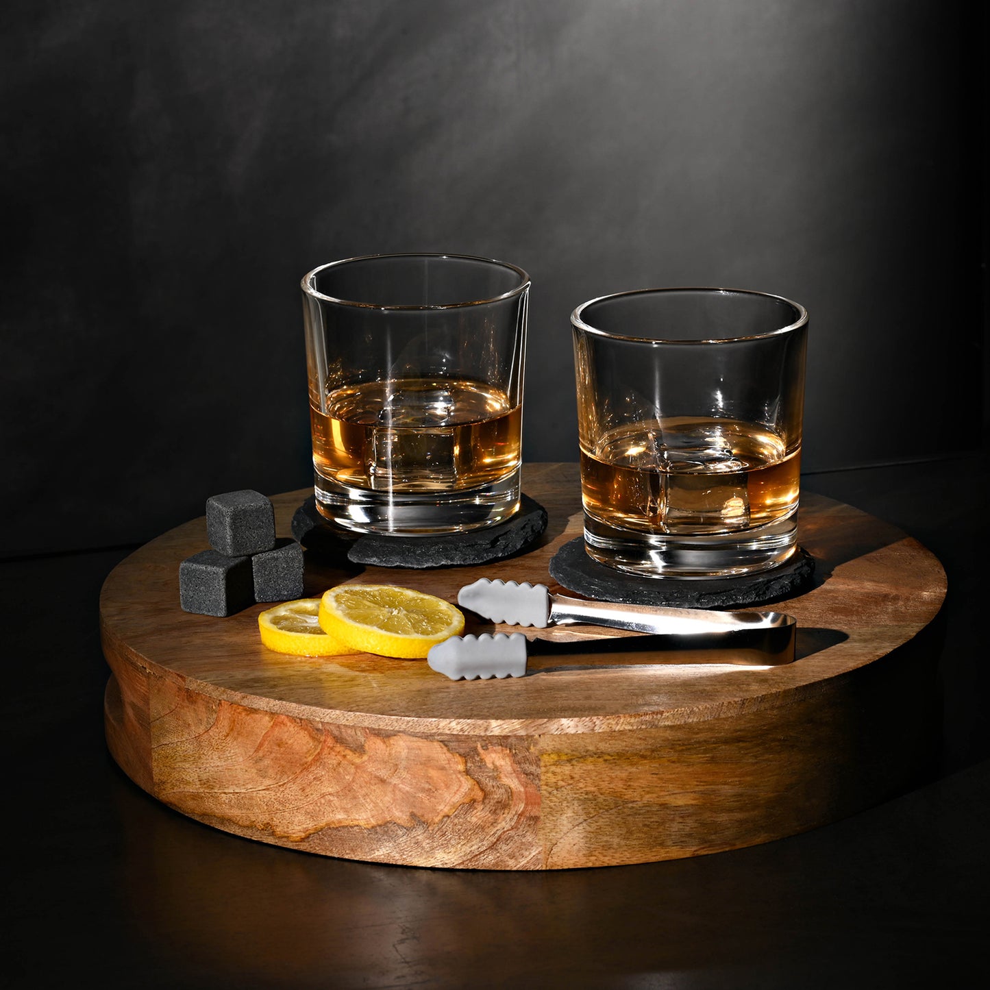 Whiskey Gift Set With Glasses, Coasters and Tongs