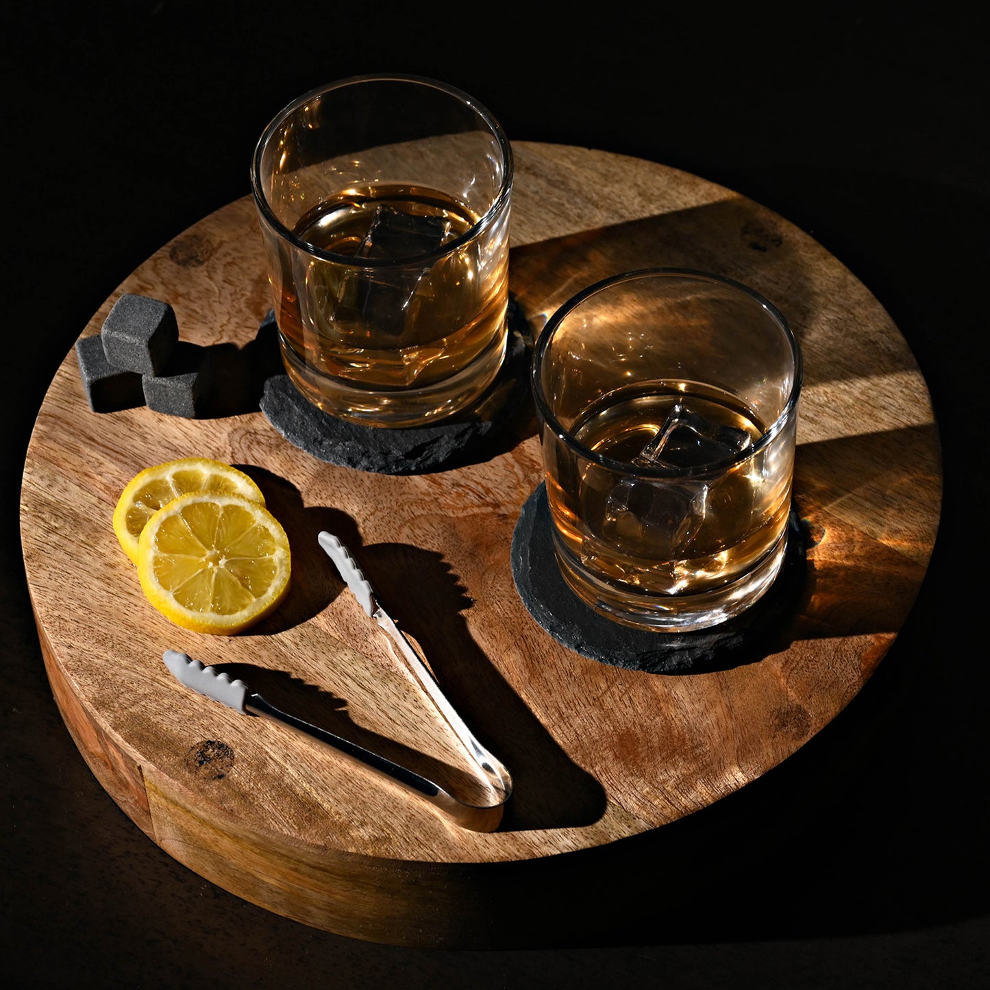 Whiskey Gift Set With Glasses, Coasters and Tongs