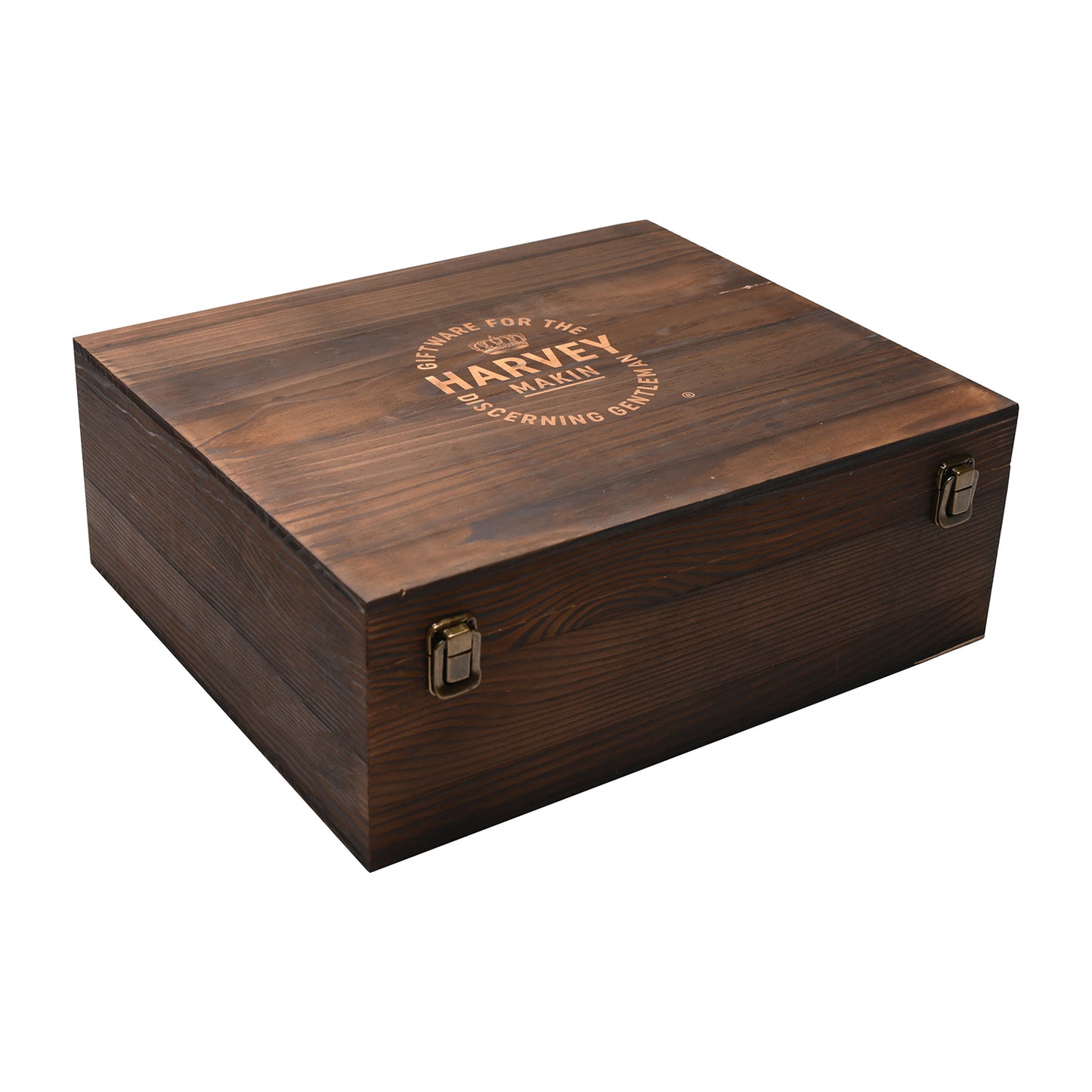 Harvey Makin 4 Whiskey Glasses & Decanter in Wooden Box