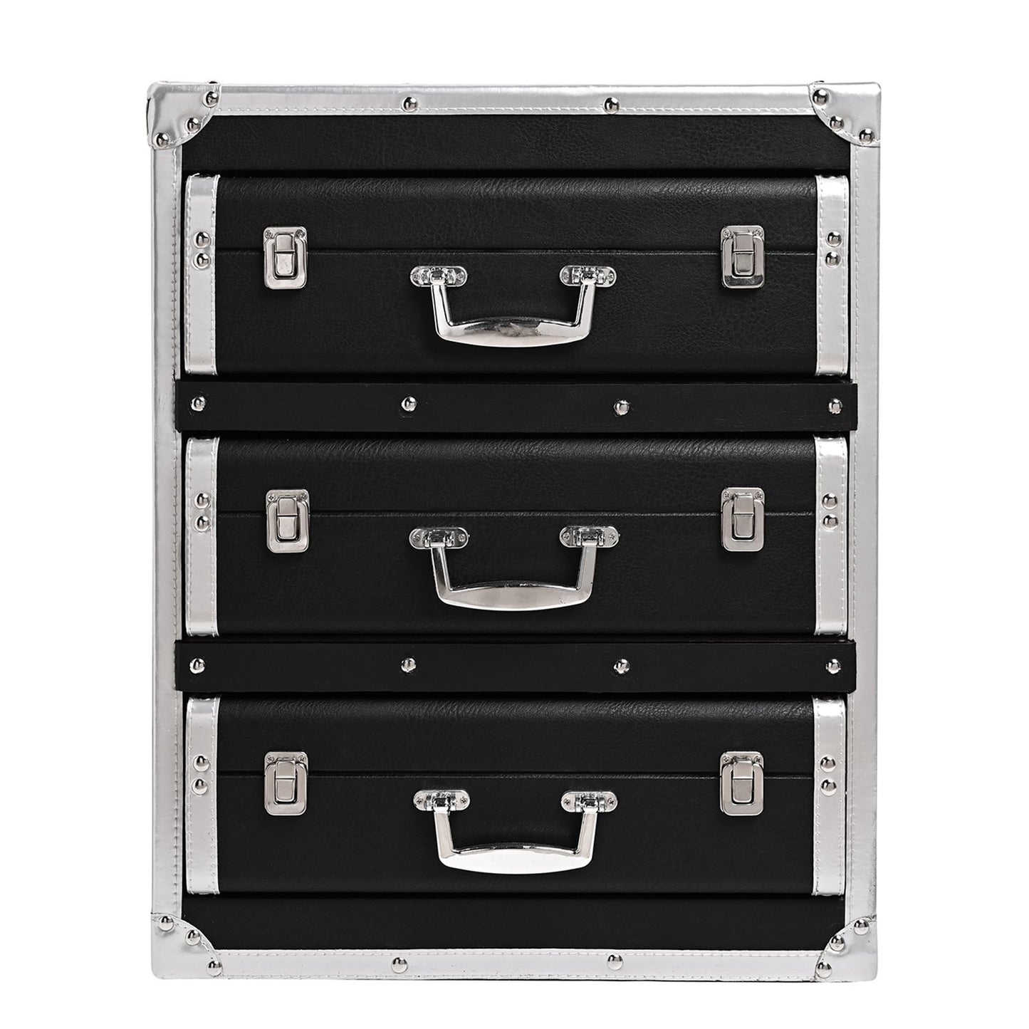 Harvey Makin Black PU Leather 3 Drawer Storage Box