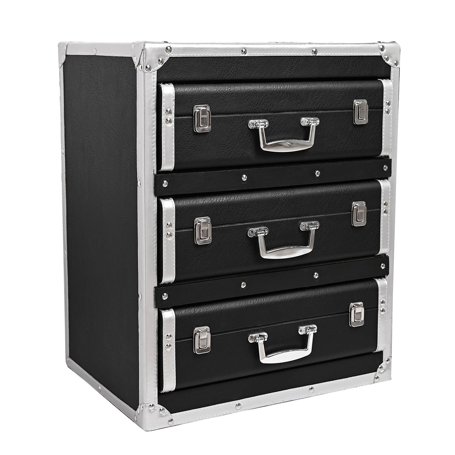 Harvey Makin Black PU Leather 3 Drawer Storage Box