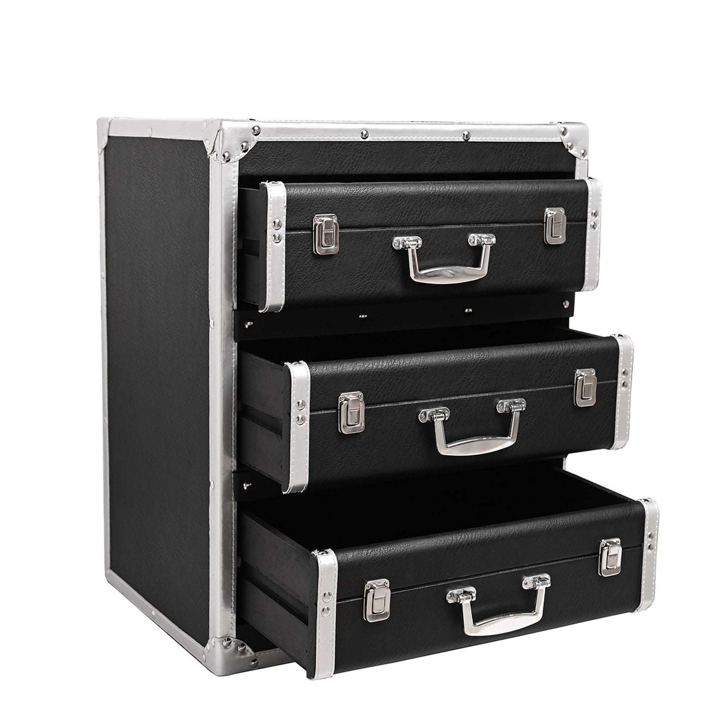 Harvey Makin Black PU Leather 3 Drawer Storage Box