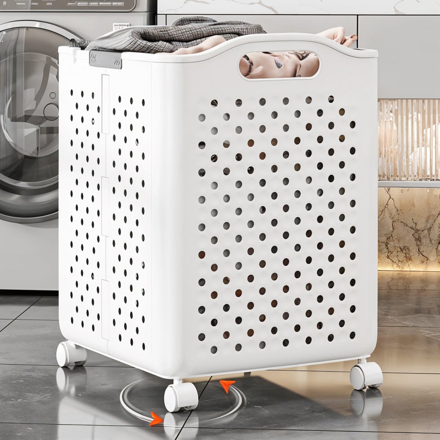 Foldable White Large Laundry Basket