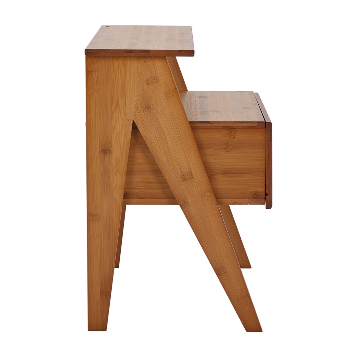 Wooden Brown Nightstand with Rattan Drawer