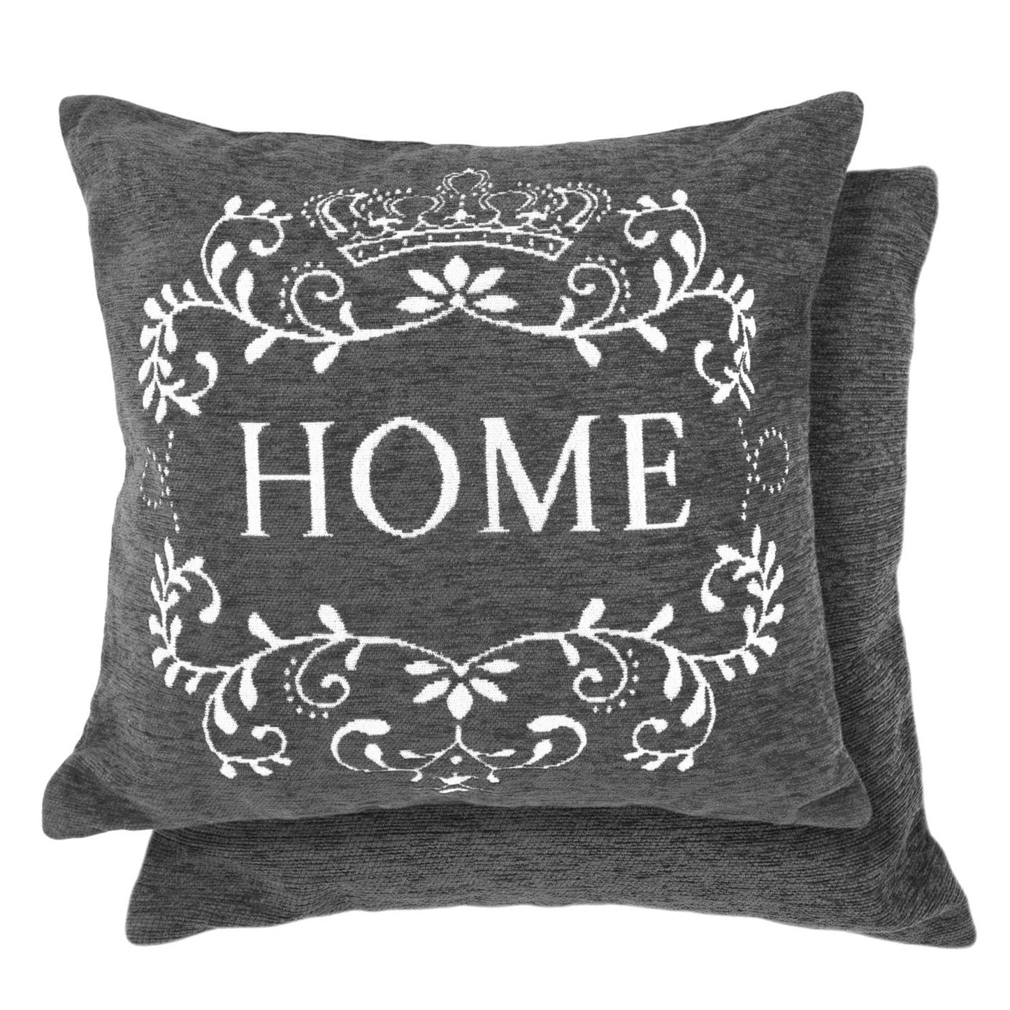 Home Charcoal Jacquard Chenille Cushion (43cm x 43cm)