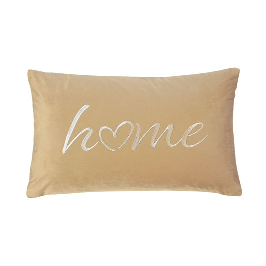 Home Natural Embroidered Velvet Cushion (50cm x 30cm)
