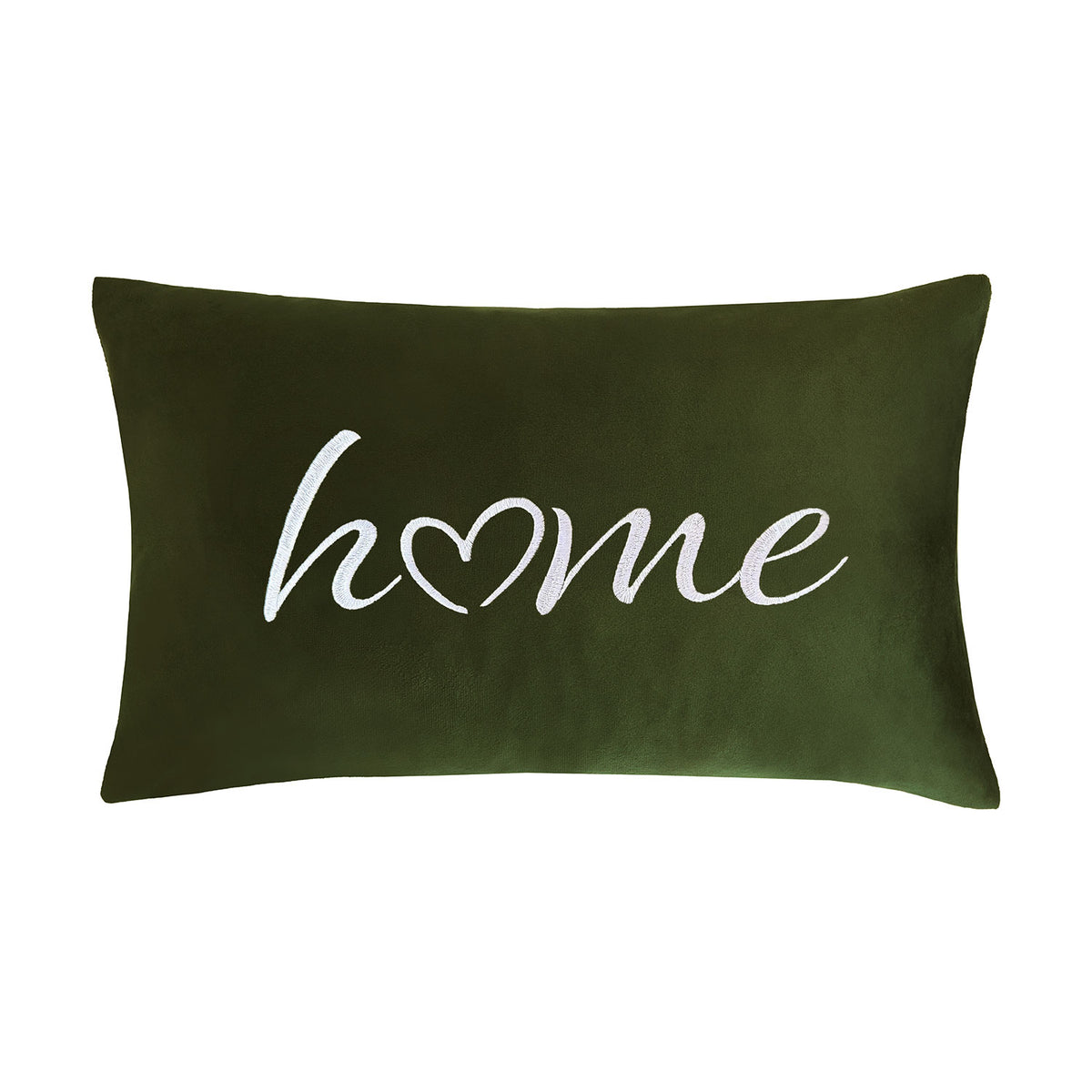 Home Olive Embroidered Velvet Cushion (50cm x 30cm)
