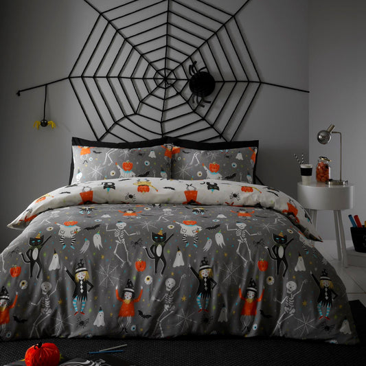 Halloween Party Glow in the Dark Duvet Cover Set