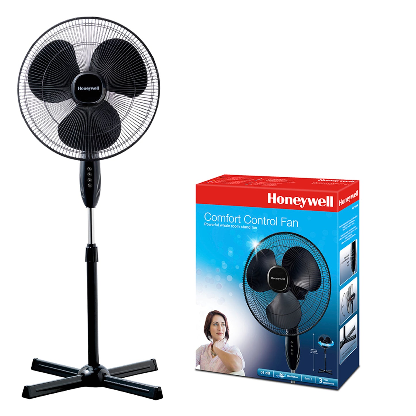 Honeywell Black Comfort Control Stand Fan