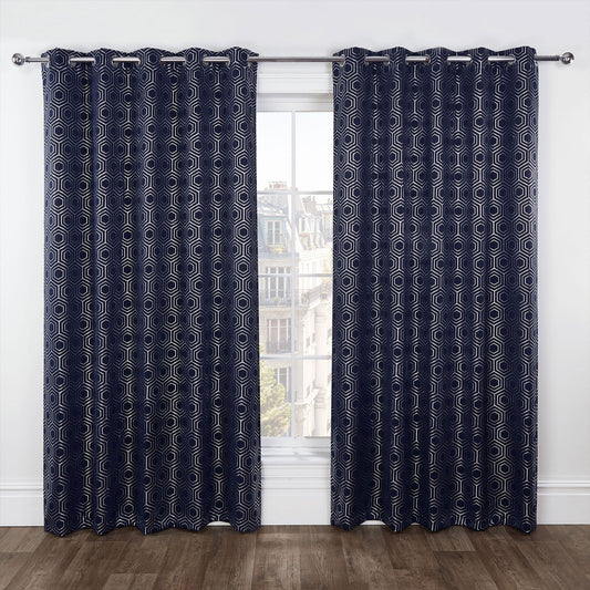 Hartford Navy Blue Thermal Blackout Eyelet Curtains