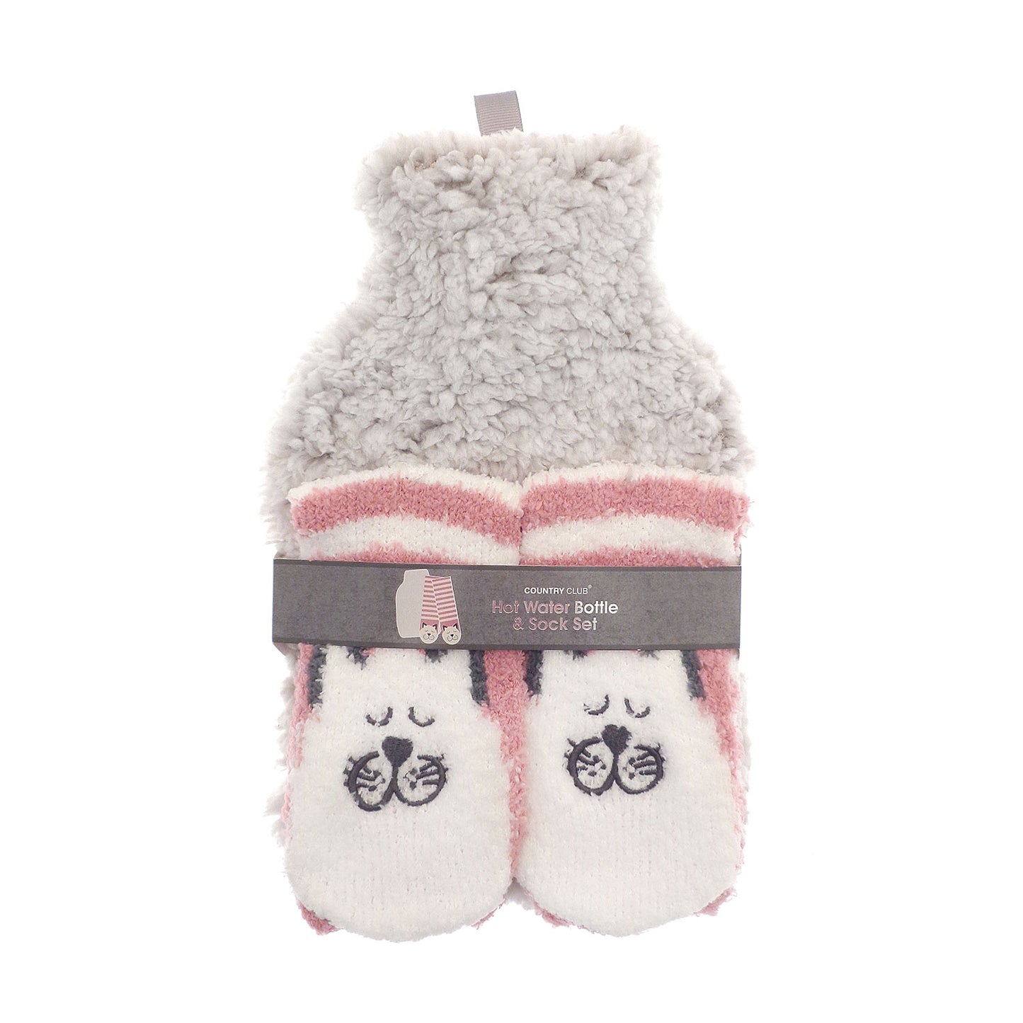 Cat Kids Hot Water Bottle & Sock Set