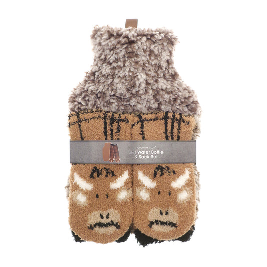 Highland Cow Kids Hot Water Bottle & Sock Set