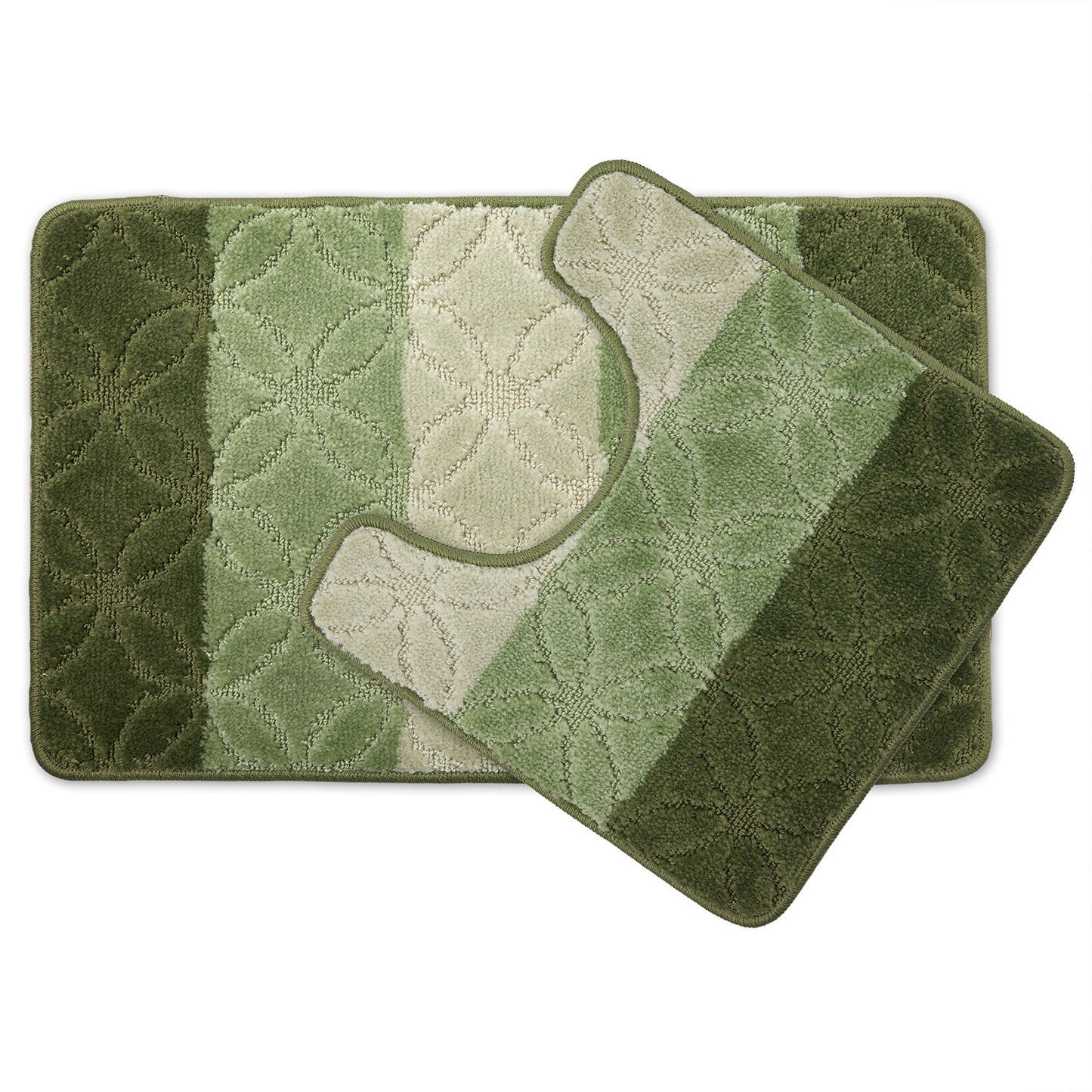 Halo Sage Green Tonal Stripe 2 Piece Bath Mat Set