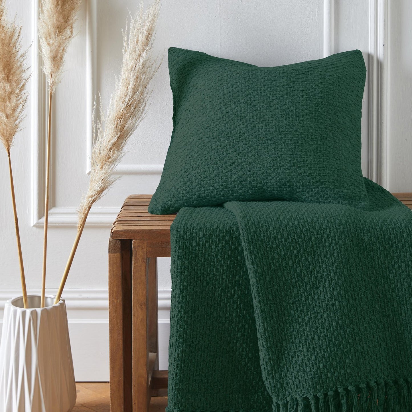 Hayden Green Cotton Cushion (43cm x 43cm)