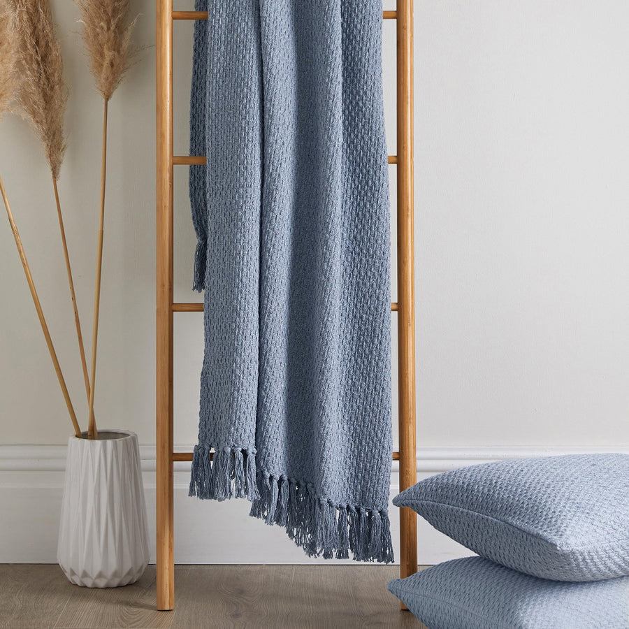 Hayden Blue Cotton Throw (130cm x 180cm)