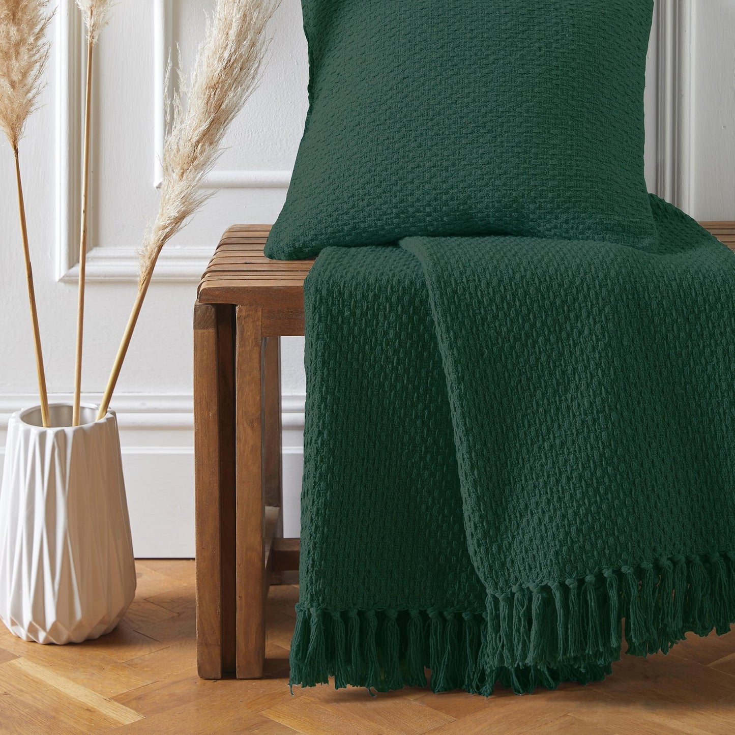 Hayden Green Cotton Throw (130cm x 180cm)