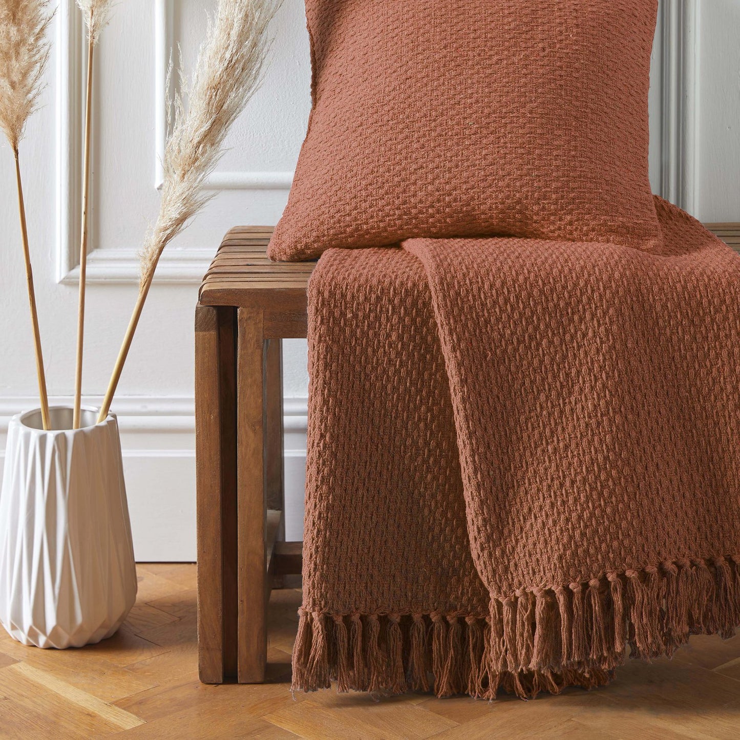 Hayden Terracotta Cotton Throw (130cm x 180cm)