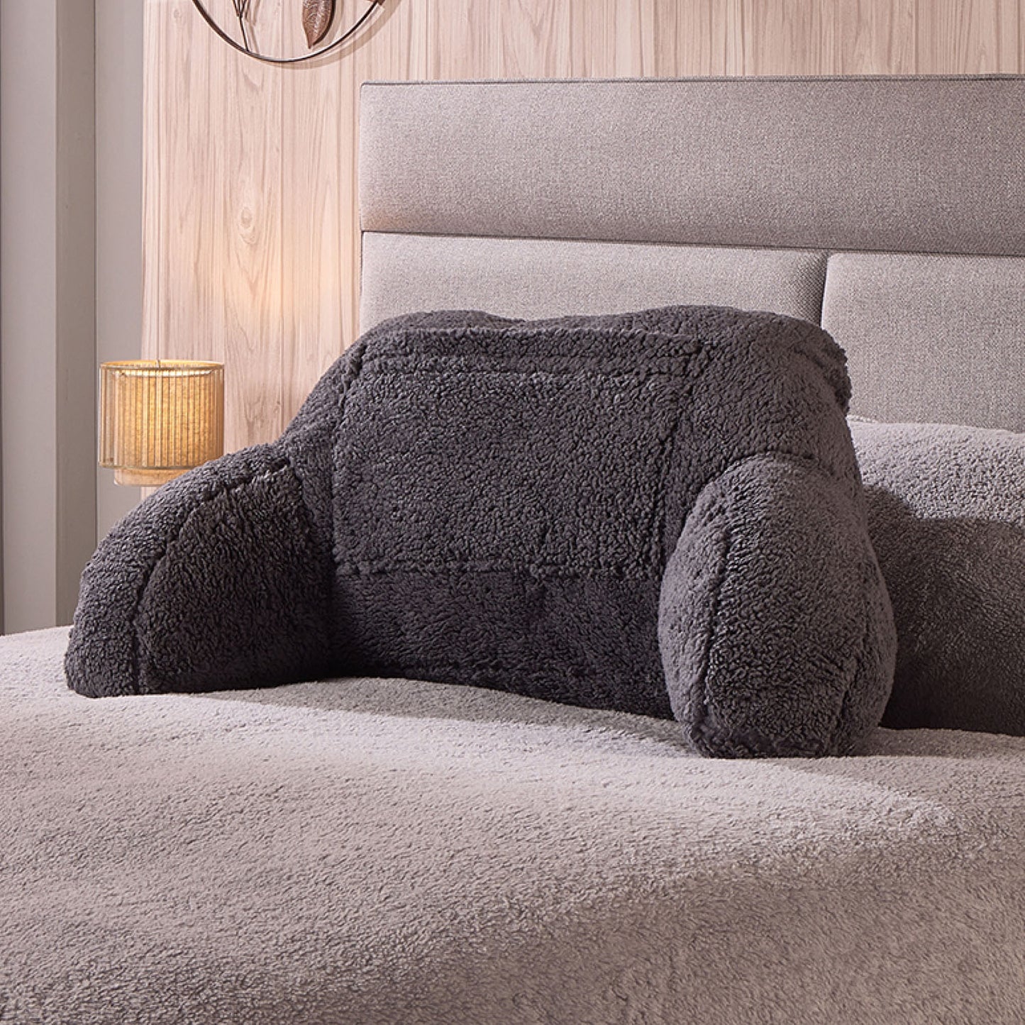 Heated Teddy Fleece Charcoal Cuddle Cushion