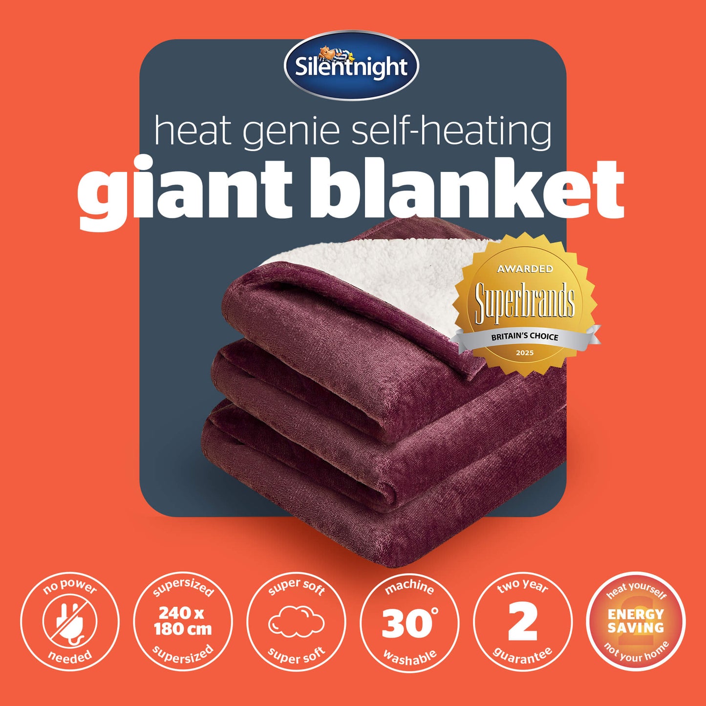 Silentnight Berry Heat Genie Self Heating Blanket