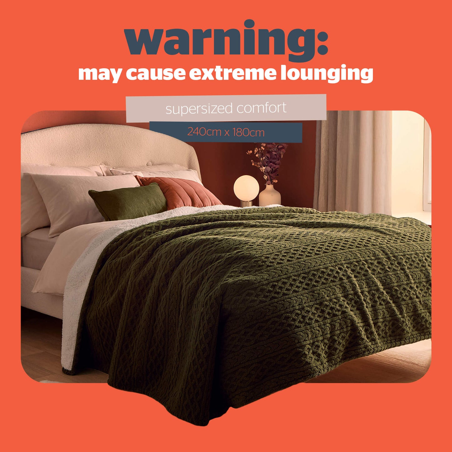 Silentnight Green Cable Knit Heat Genie Self Heating Blanket