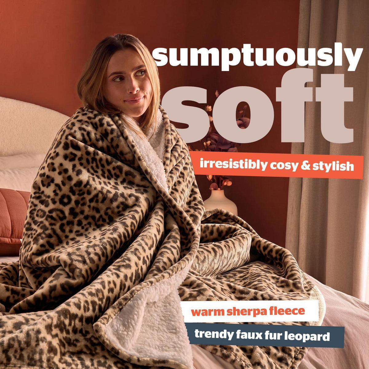 Silentnight Leopard Giant Heat Genie Faux Fur Blanket