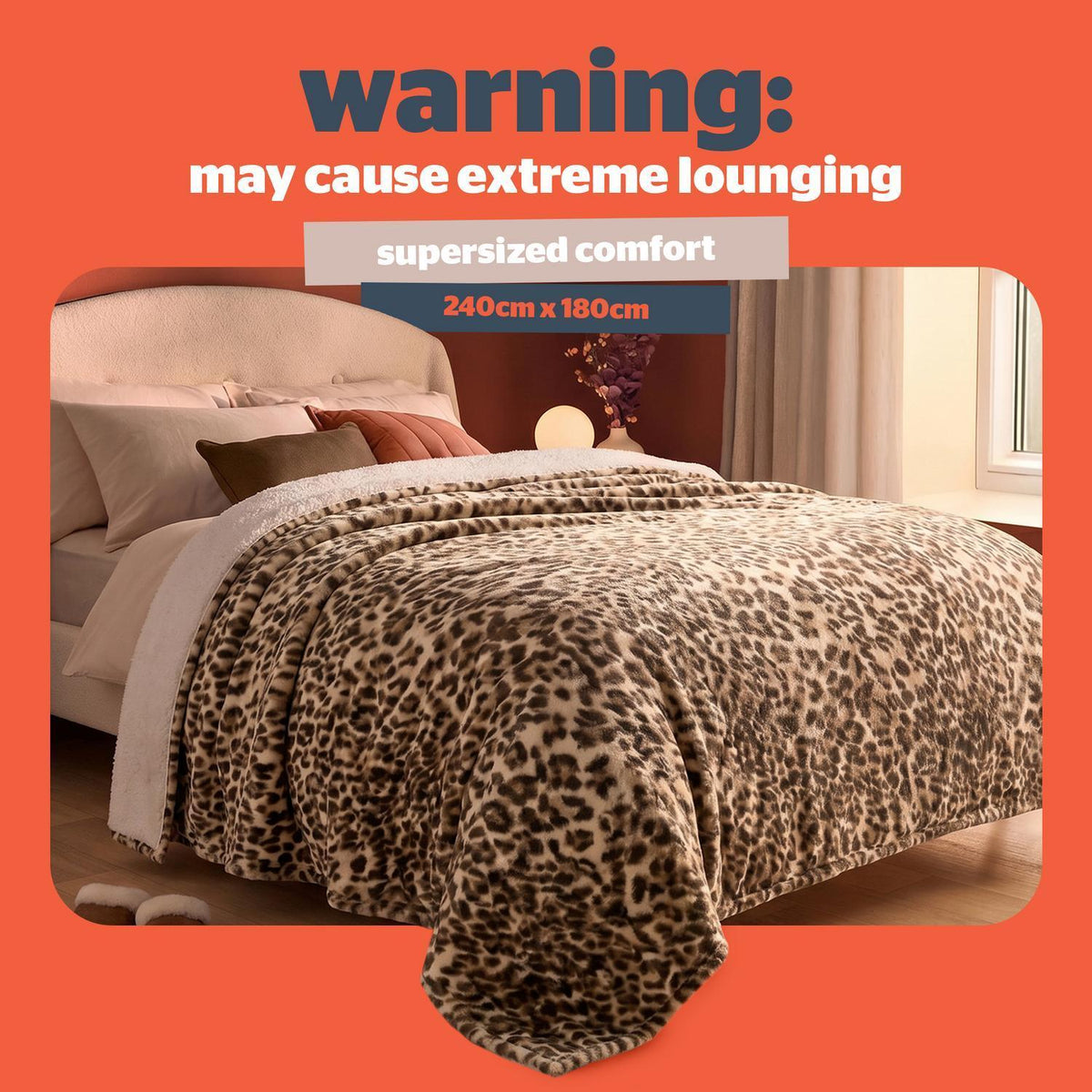 Silentnight Leopard Giant Heat Genie Faux Fur Blanket