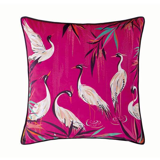 Sara Miller Heron Pink Velvet Feather Cushion (50cm x 50cm)